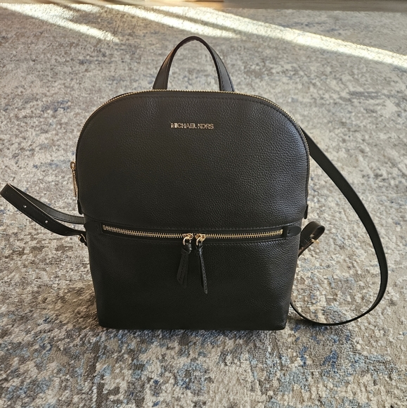 Michael kors Dallas Black Leather backpack New - Picture 1 of 9